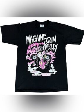 Machine Gun Kelly Black Short-Sleeve Graphic Tee with Pink Print